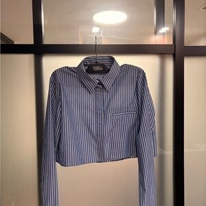 Zara Blue and White Striped Shirt